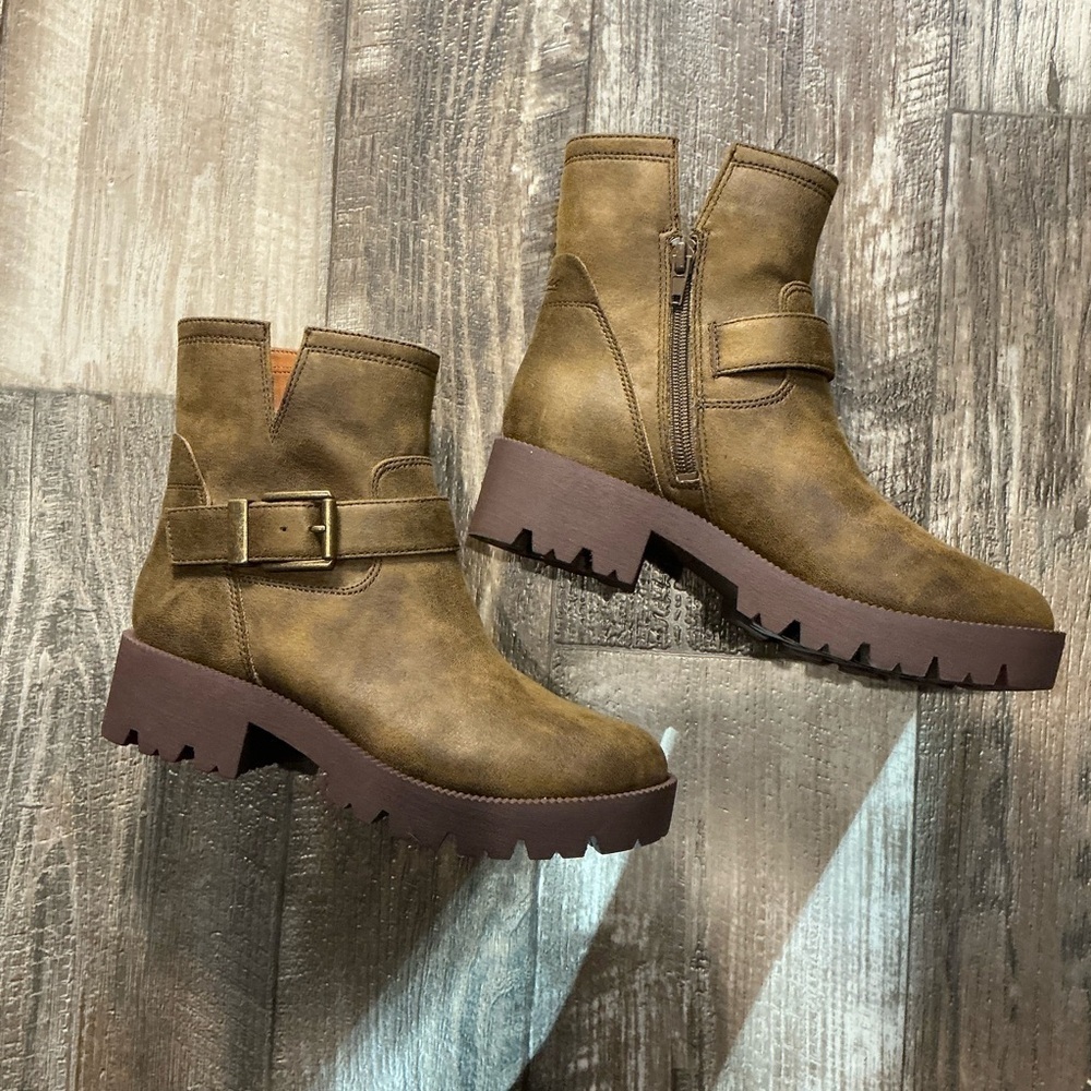 Zodiac Brown Combat & Moto Boots Size 6 - Picture 2 of 11